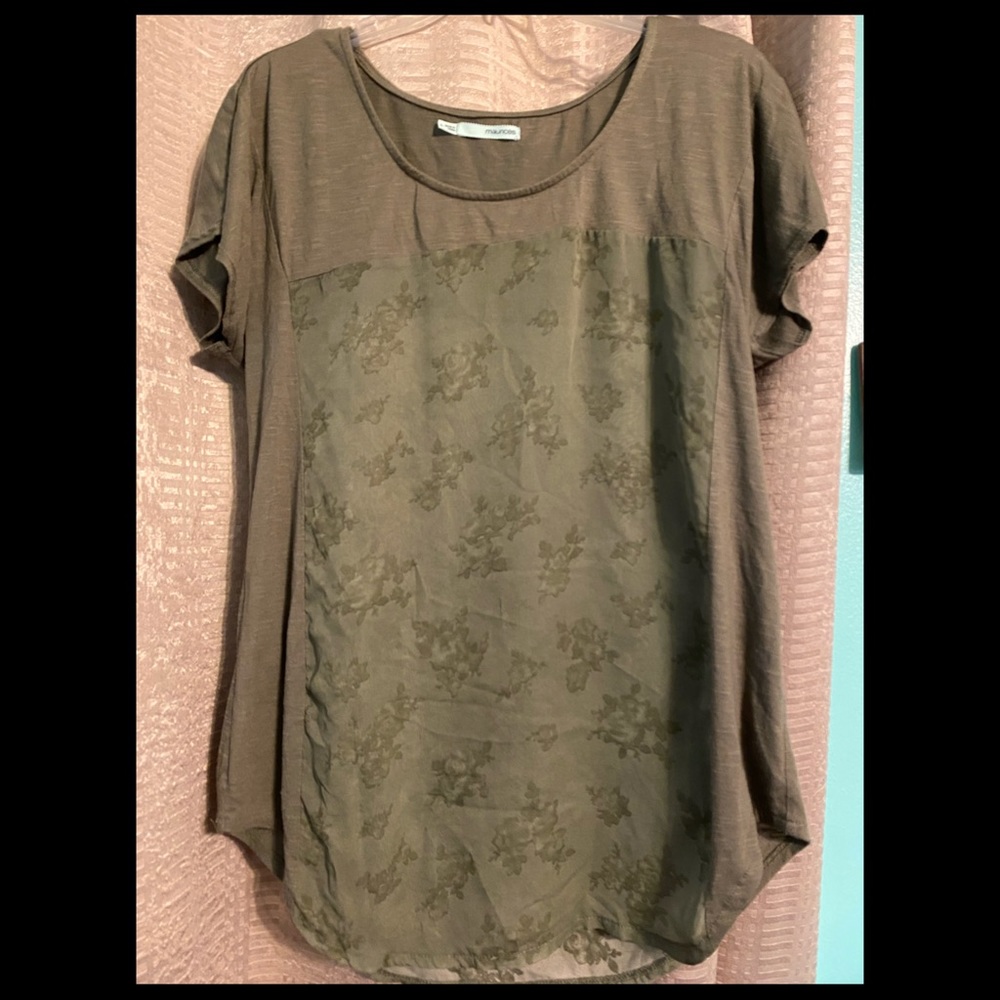 Maurice’s L army green sheer top